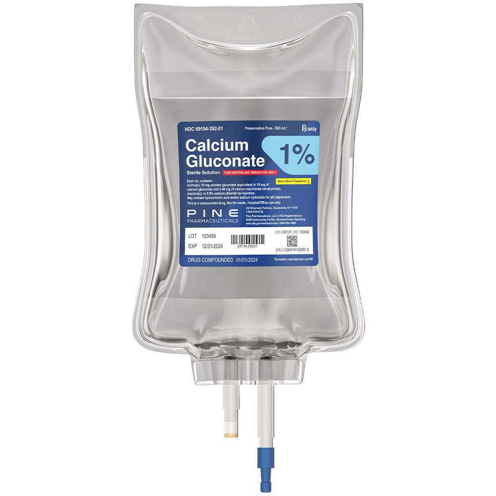 Calcium Gluconate | IV Bag | Product features | Pine Pharmaceuticals