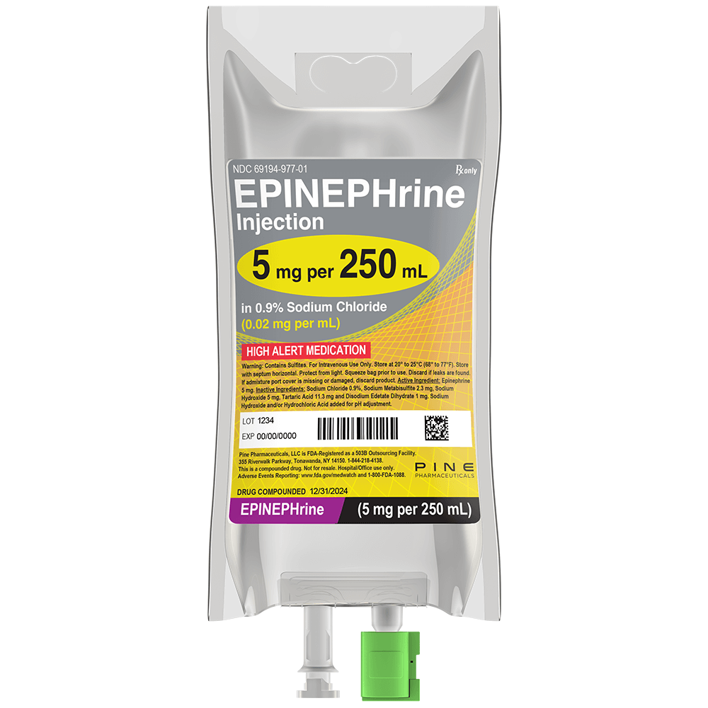 Epinephrine 5 mg | IV Bag | Pine Pharmaceuticals
