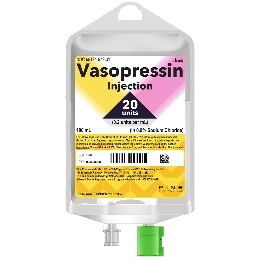 Vasopressin | 20 units IV bag | Pine Pharmaceuticals