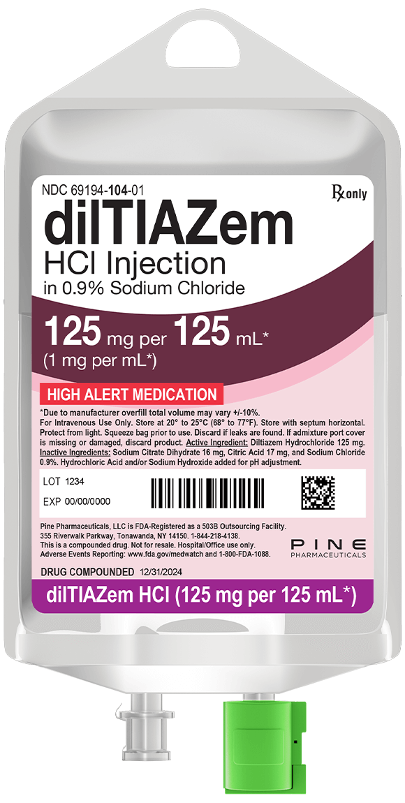 Diltiazem HCl - 125 mg/125 mL - Pine Pharmaceuticals
